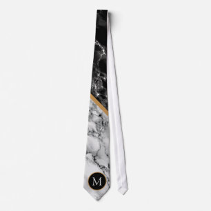 Gravata com Monograma Personalizado Preto Branco M