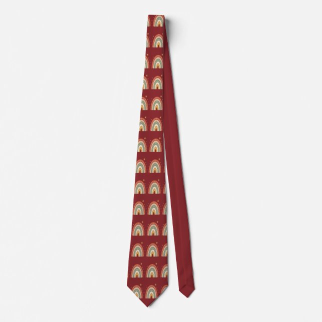 Gravata com Padrão Arco-Íris Boho (Frente)
