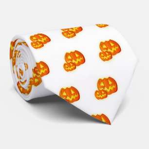 Gravata com padrão de abóbora laranja de Halloween
