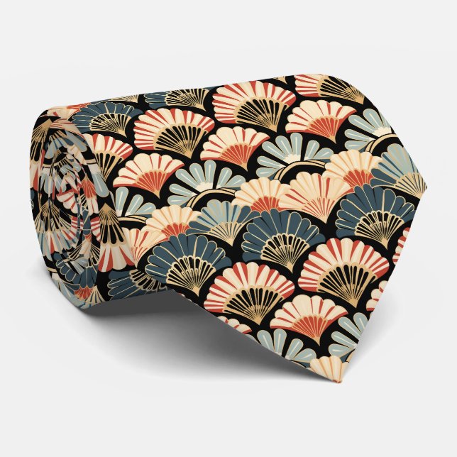Gravata com padrão de leque de concha Art Deco (Rolled)