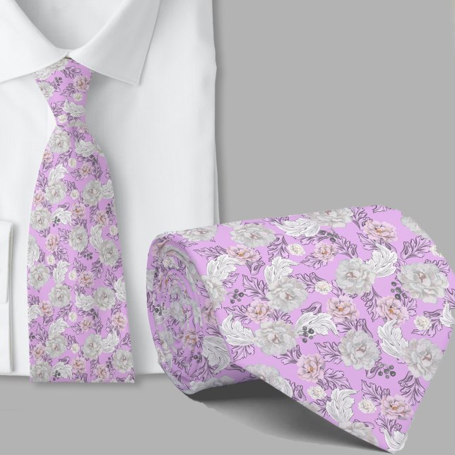 Gravata com Padrão Floral de Flores de Lavanda (Criador carregado)