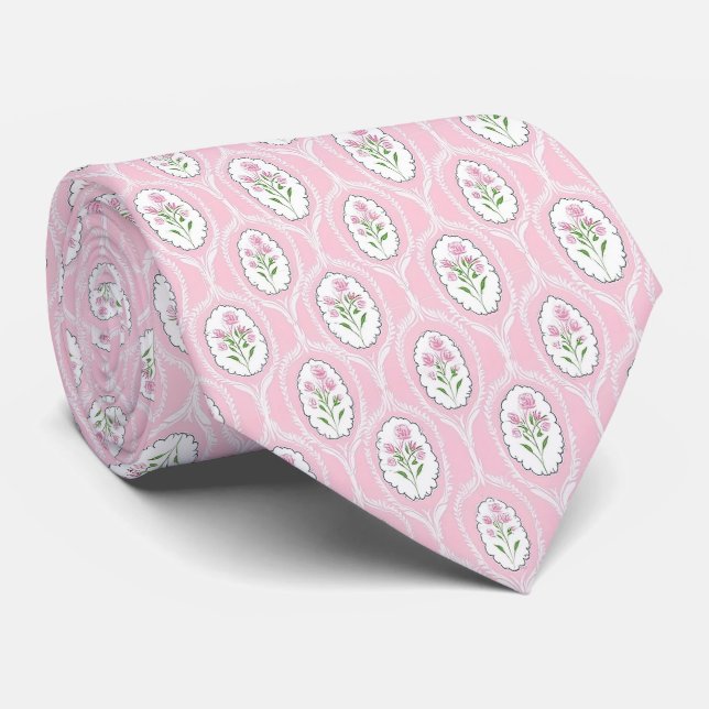 gravata com padrão rosa (Rolled)