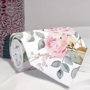 gravata com rosas em aquarela