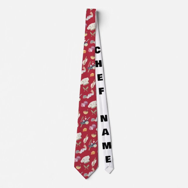 Gravata com Tema de Chef Personalizado Vermelho (Frente)