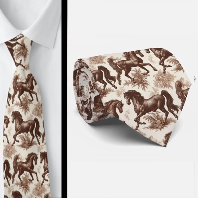 Gravata com Toile de Jouy de Cavalos da Campina Fr (Criador carregado)