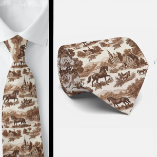 Gravata com Toile de Jouy de Cavalos do Campo Fran