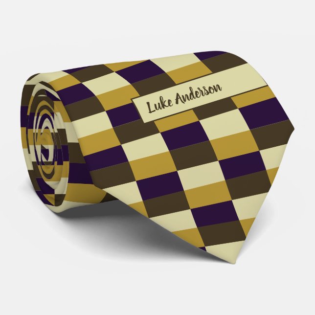 Gravata Combinação de Cores Marrom Dourado (Rolled)