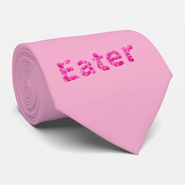Gravata Comedor Floral Peônia Rosa (Rolled)