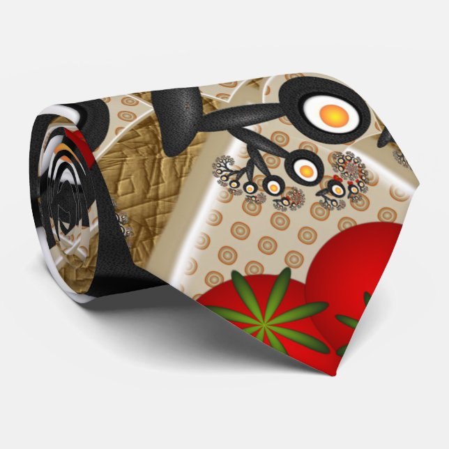 Gravata Comida Engraçada De Arte Fractal, Tomates, Ovos (Rolled)