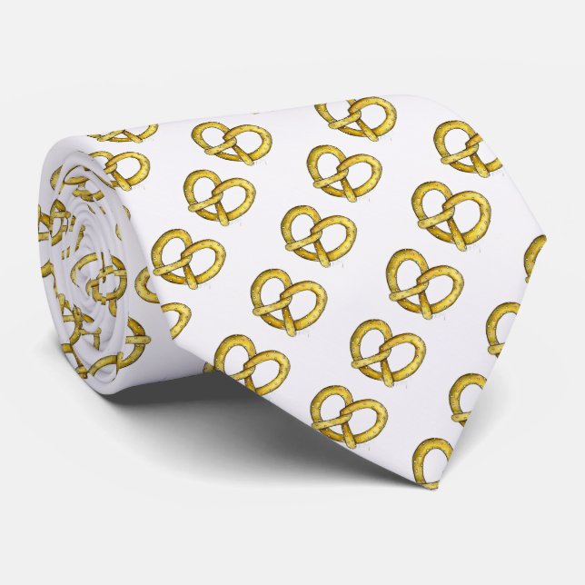 Gravata Comida NYC Molho Pretzel Pretzels Tie (Rolled)