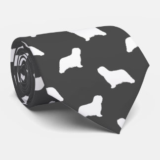 Gravata Comondor Cachorro Silhouettes Cinzas e Branco