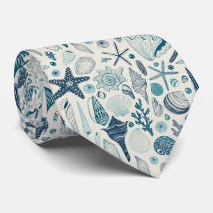 Gravata Conchas marítimas em branco