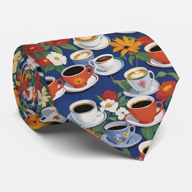 Gravata Conjunto de xícaras de café e chá Floral Azul (Rolled)