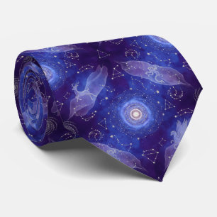 Gravata Constelação Espacial Aquarela Índigo Celestial