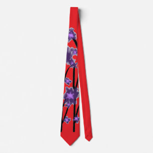 Gravata Contemporâneo Moderno Flores Roxas Vermelhas