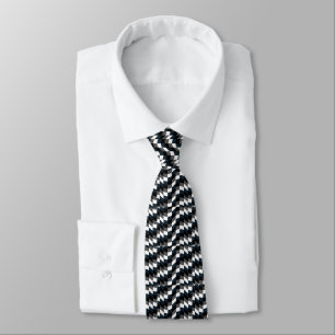 Gravata Contemporâneo Preto e Branco Elegante