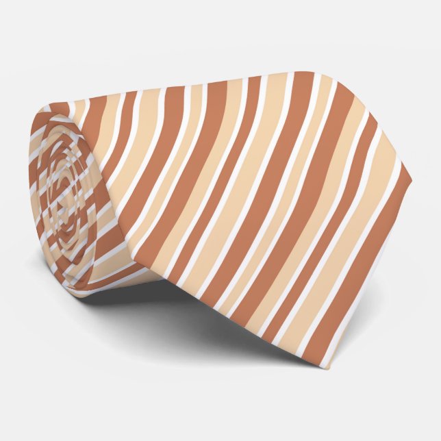 Gravata Cool brown white stripe pattern  (Rolled)