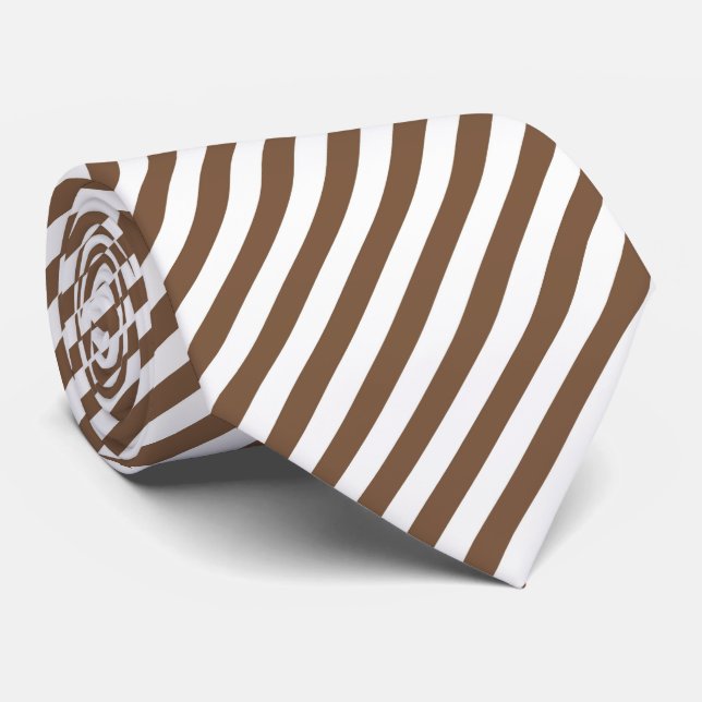 Gravata Cool brown white stripe pattern  (Rolled)