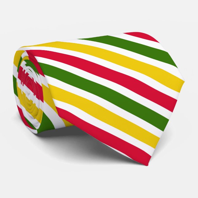 Gravata cool red green yellow stripe pattern (Rolled)