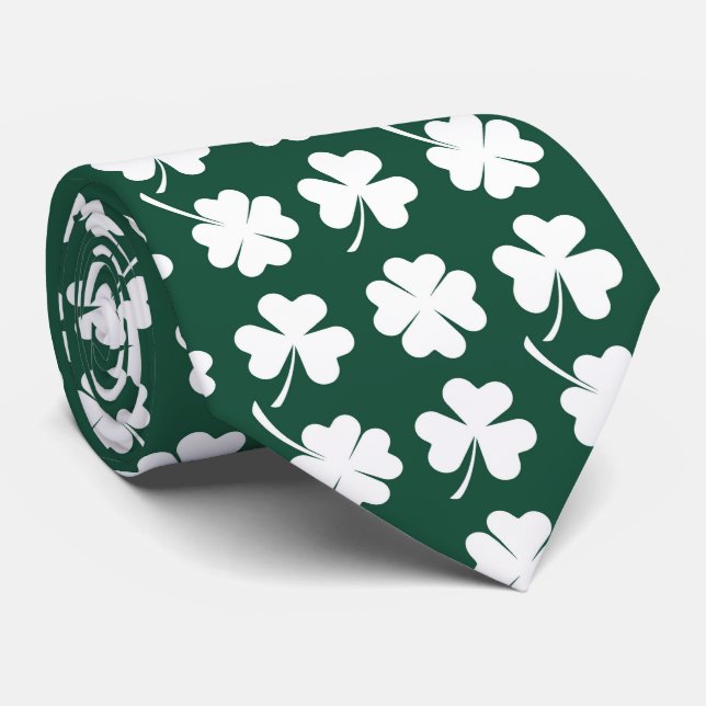 Gravata Cool tiled four leaf clovers shamrocks pattern  (Rolled)
