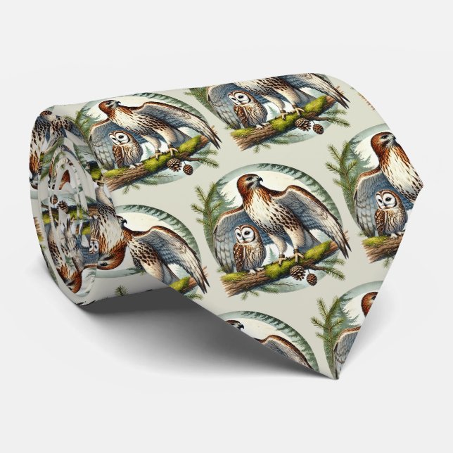 Gravata Cool tiled owl eagle pattern  (Rolled)