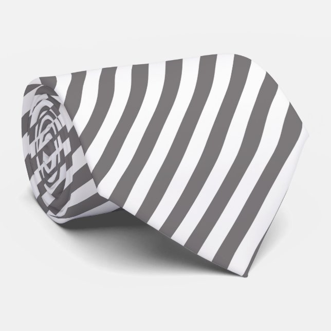 Gravata Cool white gray stripe pattern neck tie ( (Rolled)