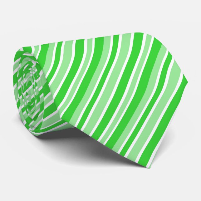Gravata Cool white green stripe pattern  (Rolled)