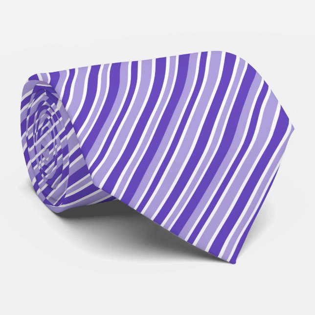 Gravata Cool white purple stripe pattern neck tie (Rolled)