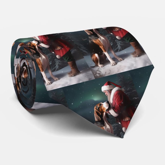 Gravata Coonhound Walker de Árvore Papai Noel Natal (Rolled)