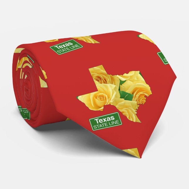 Gravata Cor Amarelo do Texas Rosa Qualquer Coloração (Rolled)