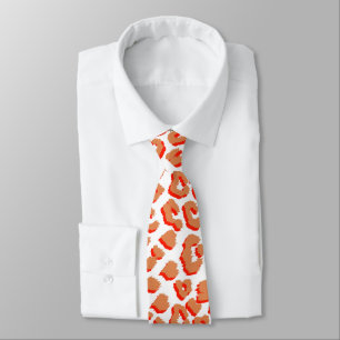Gravata Cor âmbar e Impressão Leopardo Branco