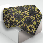 Gravata Cor damasco Metálico Dourada Falsa Preta Glittery<br><div class="desc">Design de gravata elegante e elegante com cor damasco metálica dourada esfarrapada sobre fundo brilhante preto.</div>