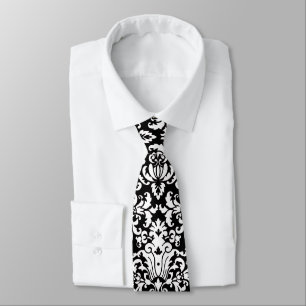 Gravata Cor damasco preto e branco