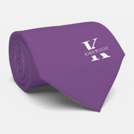 Gravata Cor de Malva | Monograma Elegante+Nome | Dois lado
