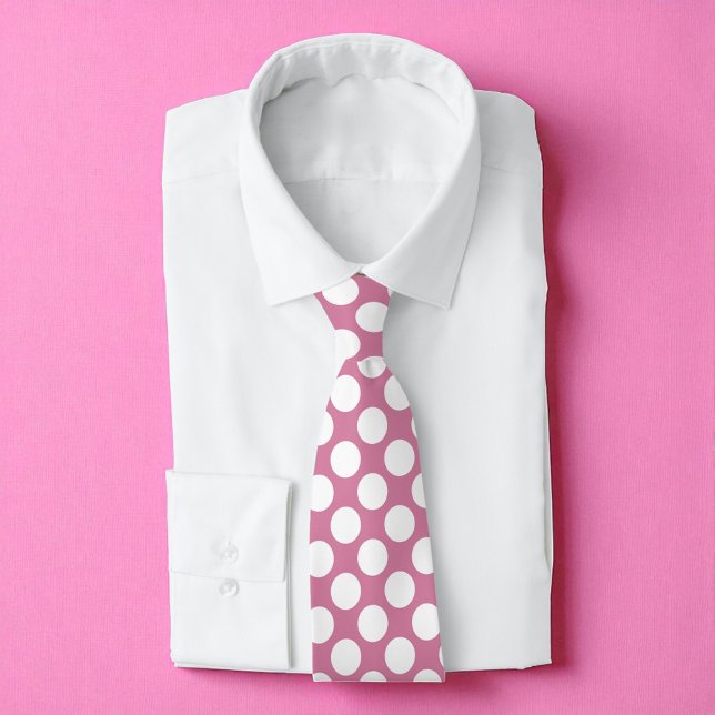Gravata Cor-de-rosa com Bolinhas brancas (Criador carregado)