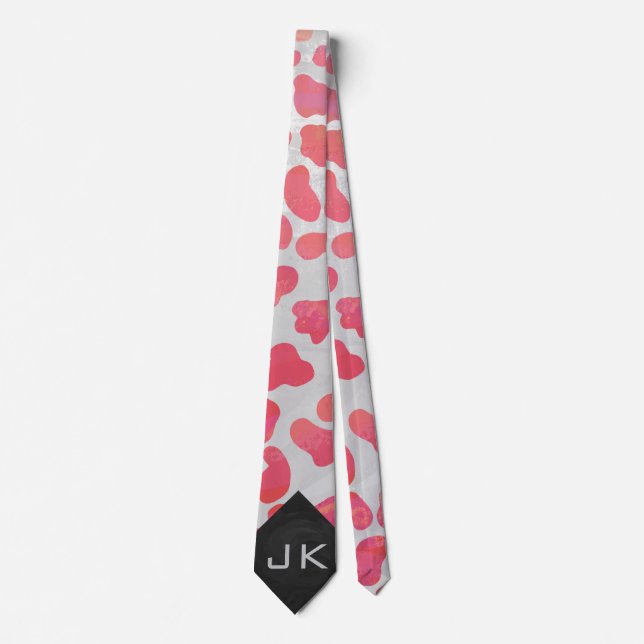 Gravata Cor-de-rosa e branco Dalmáticos com Monograma (Frente)