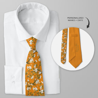 Gravata Cor Floral do Flor Laranja Personalizada