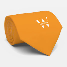 Gravata Cor Laranja Cenoura Monograma + Nome Elegante