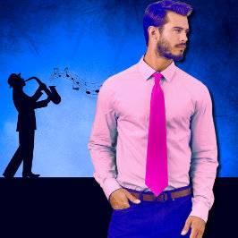 Gravata cor néon rosa sólida