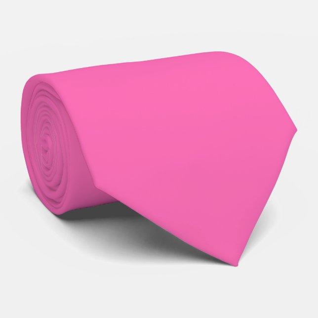 Gravata Cor Rosa Quente Sólido Simples (Rolled)