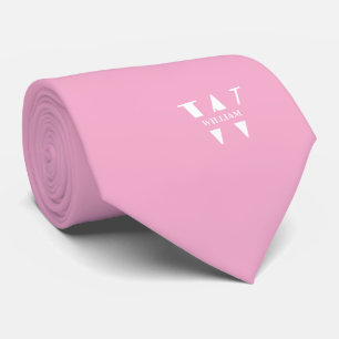 Gravata Cor Rosa Suave Monograma + Nome Elegante