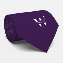 Gravata Cor Roxo Índigo Elegante Monograma + Nome