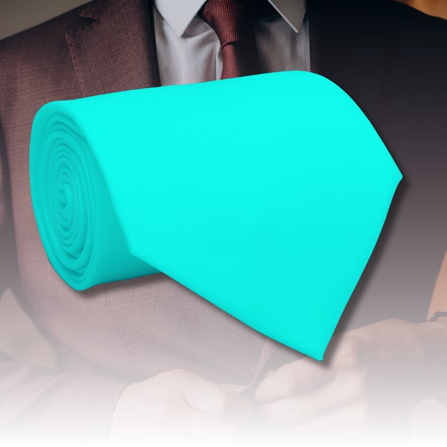 Gravata Cor Sólida Neon Turquoise | Clássico (Criador carregado)