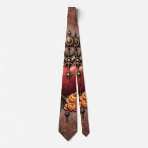 Gravata Coração Steampunk com Flores.