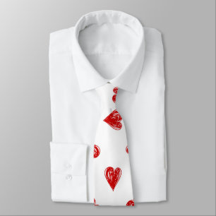 Gravata coração vermelho rabiscado