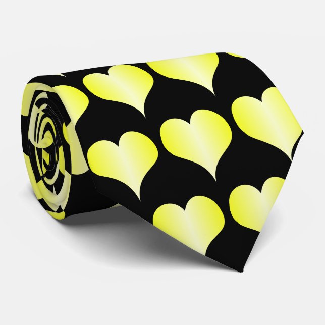 Gravata Corações Amarelos Design (Rolled)