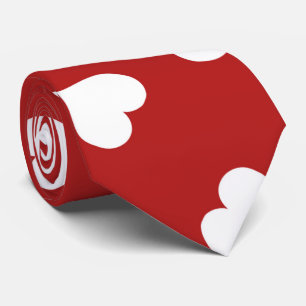 Gravata Corações Brancos Vermelhos