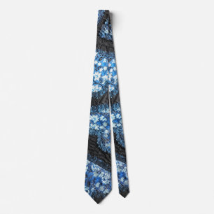 Gravata Corações de padrão floral preto azul