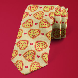 Gravata Corações de Pizza Fofos Diversão Amante de Pizza