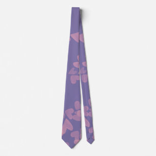 Gravata Corações do Dia dos Namorados Aquarela Rosa Roxo